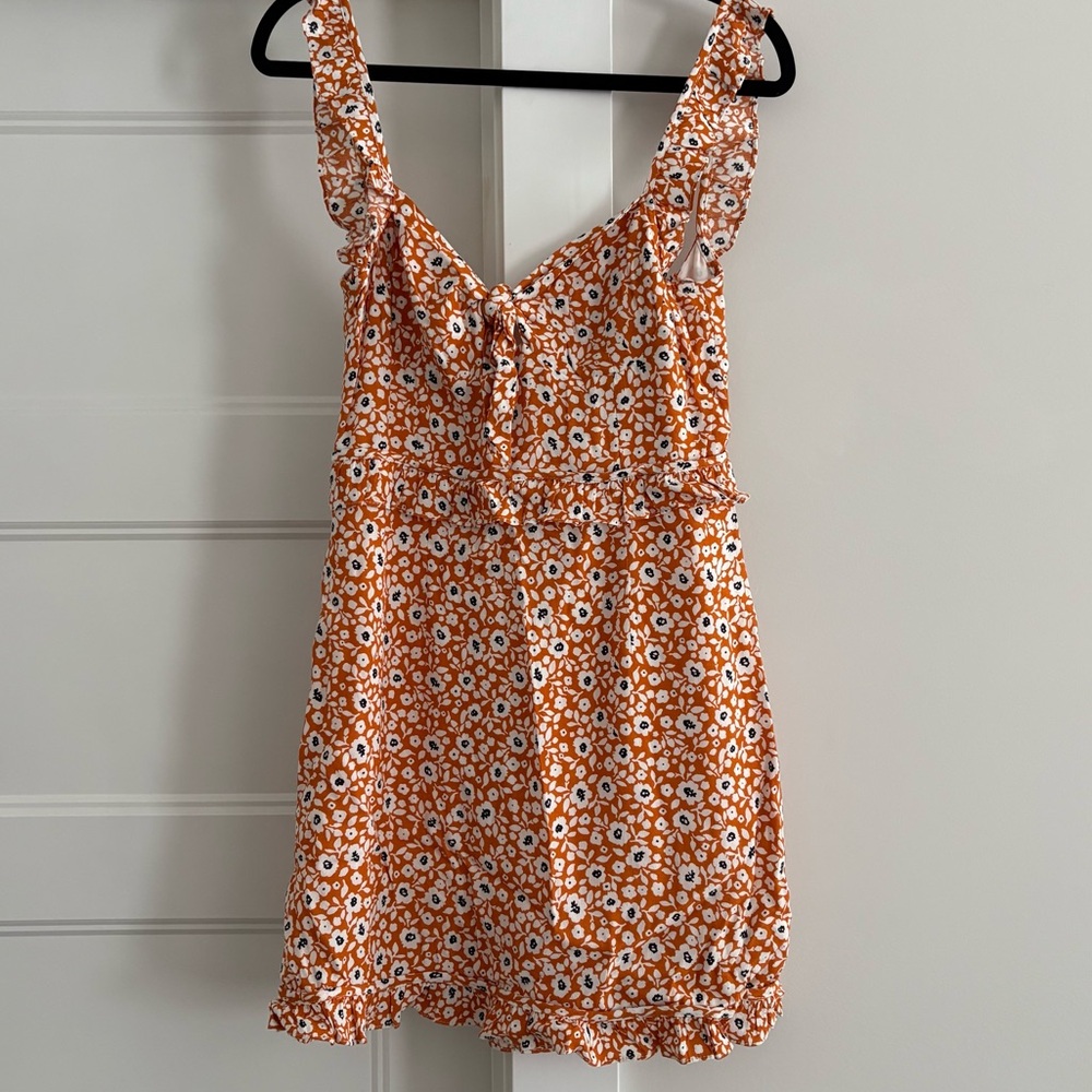Olivaceous Vibrant Orange Floral Dress